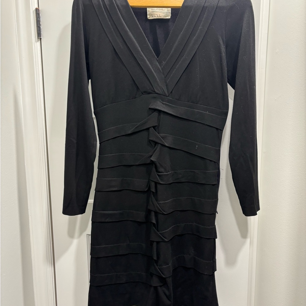 Black Tiered Long Sleeve Dress